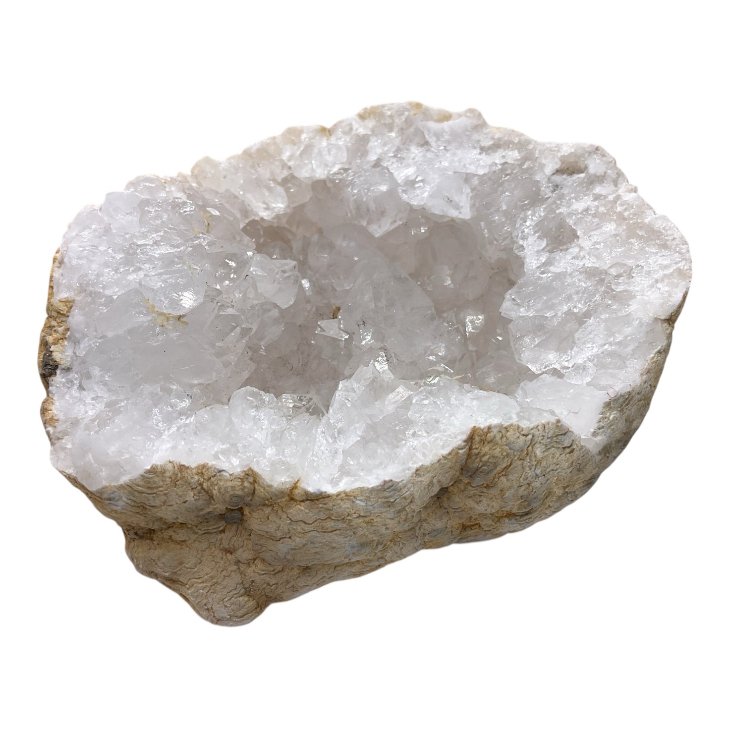 Geode offen I Druse I Glücksgeode mit phantastischen Kristallen I 900 gr. I 11x10x8 cm I Blickfang I Unikat-Masterpiece 1649 I Marokko