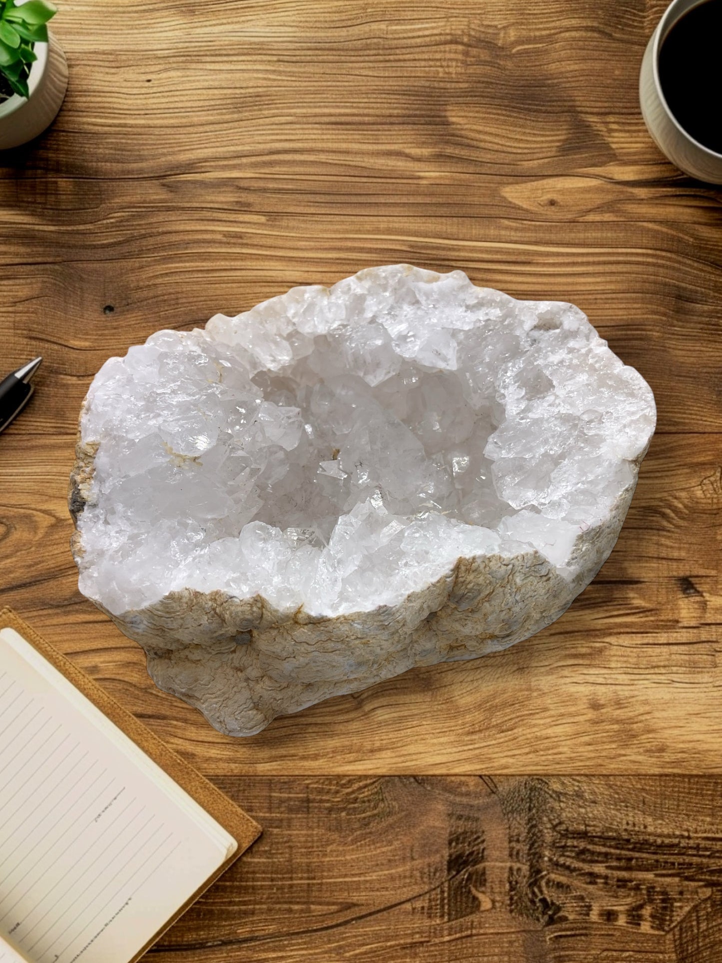 Geode offen I Druse I Glücksgeode mit phantastischen Kristallen I 900 gr. I 11x10x8 cm I Blickfang I Unikat-Masterpiece 1649 I Marokko