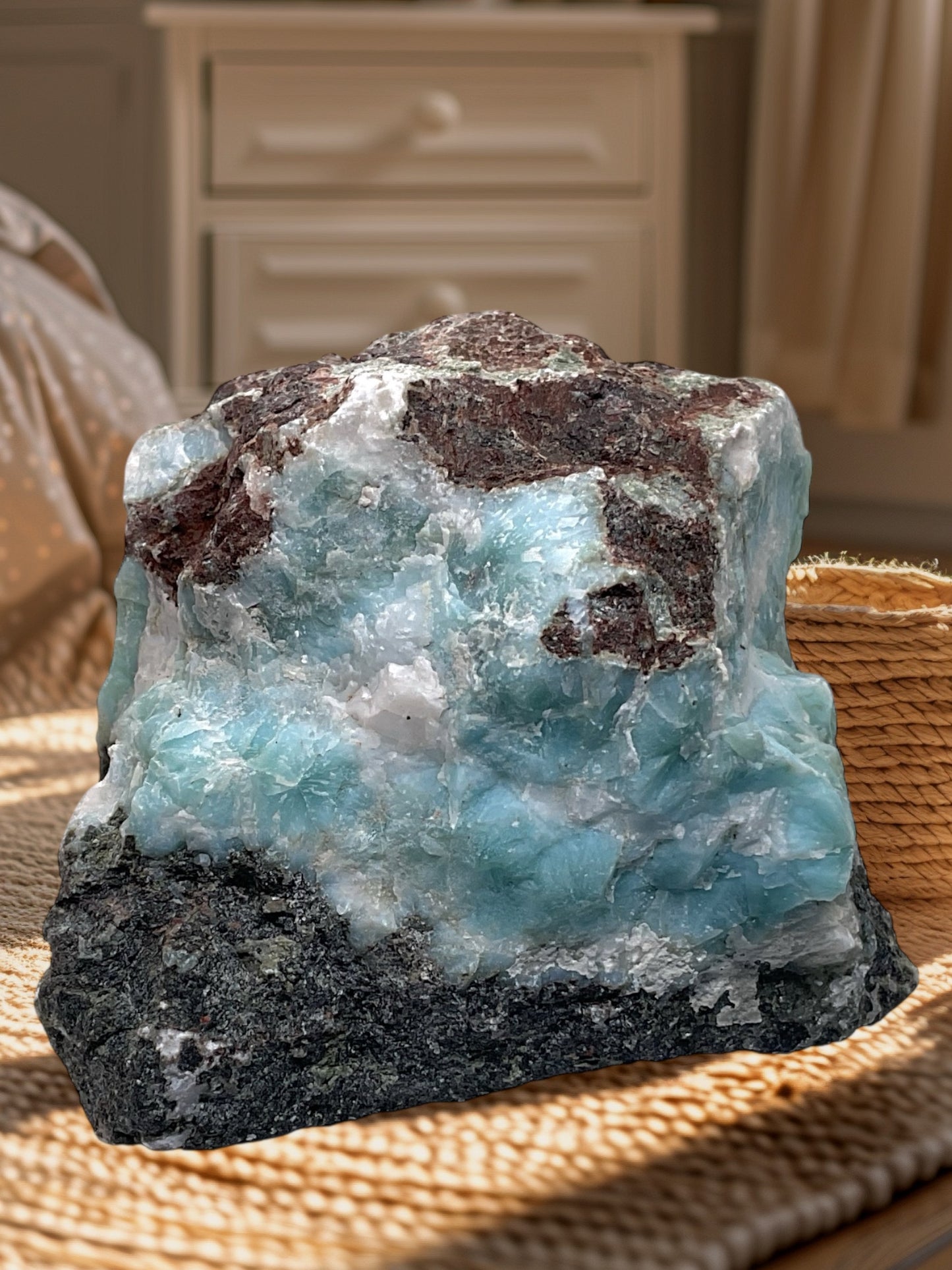 Prächtiger und sehr seltener Larimar Rohstein - Unikat-Masterpiece 1566 - 60x50x40mm - 156gr. - Dominikanische Republik