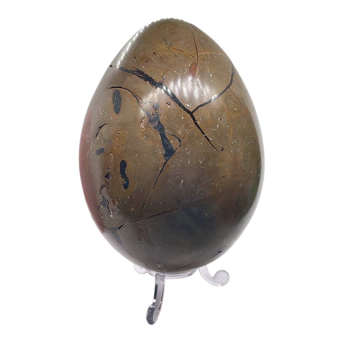 Mystisches Septarien Drachenei | Kristalldruse | Freeform | Unikat-Masterpiece 1631 | 12x8x8 cm | 1022 Gramm | mit Quarzkristall | inclusive Acrylständer I Madagaskar