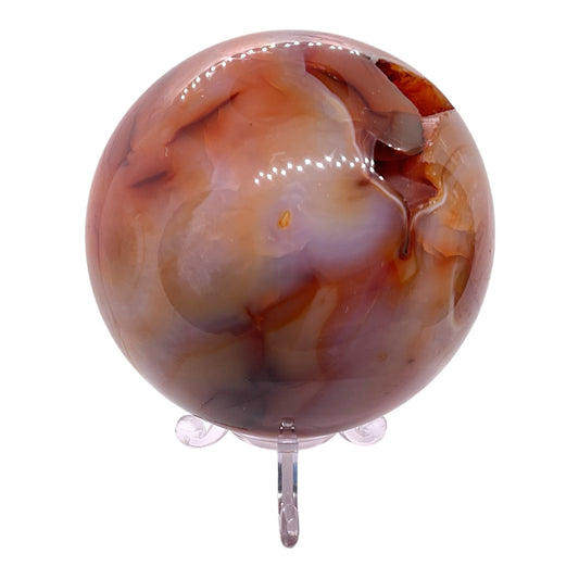 XL Carneol Kugel mit Acrylständer I Edelsteinkugel I 890 gr I 9 cm I Unikat-Masterpiece 1645 I Brasilien