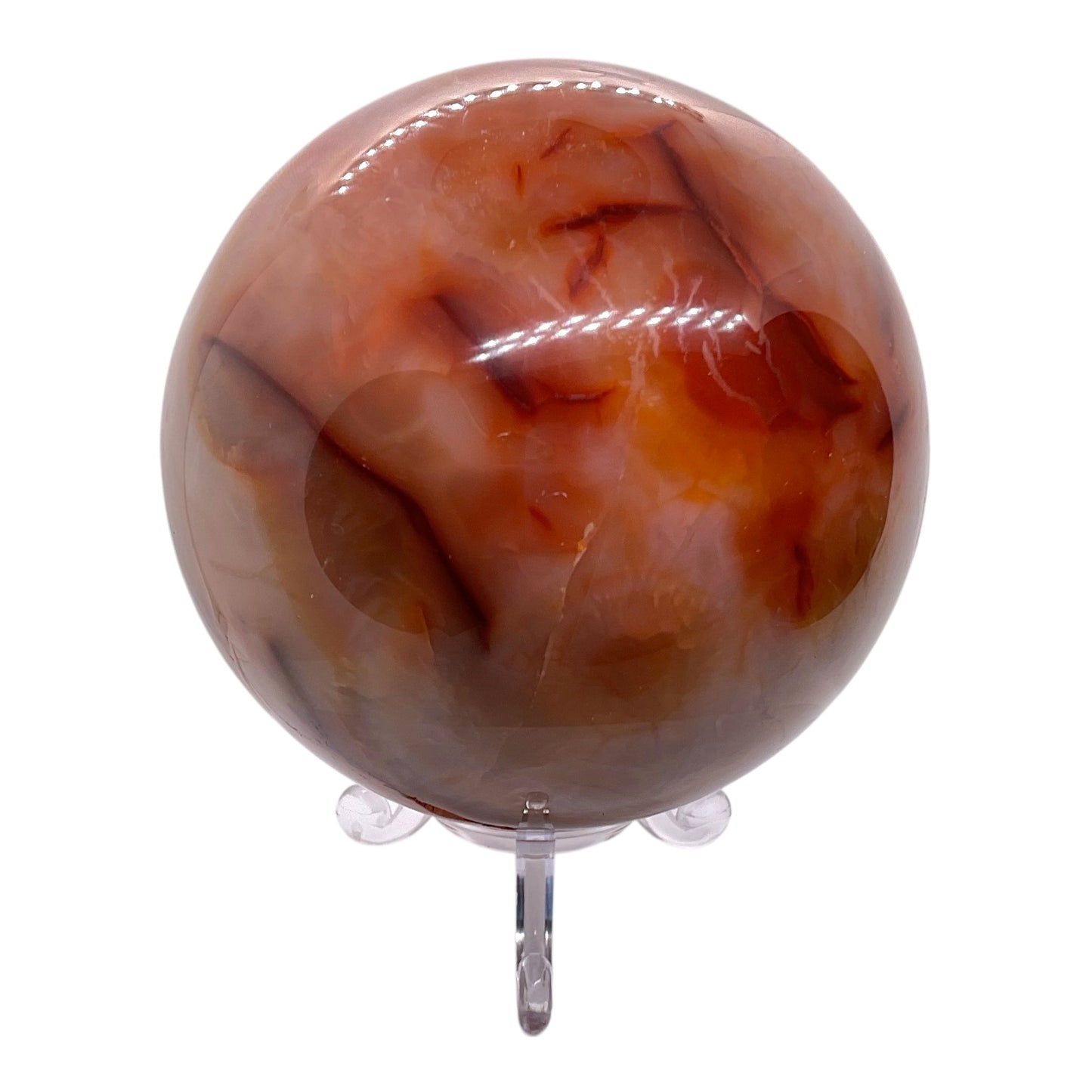 XL Carneol Kugel mit Acrylständer I Edelsteinkugel I 890 gr I 9 cm I Unikat-Masterpiece 1645 I Brasilien