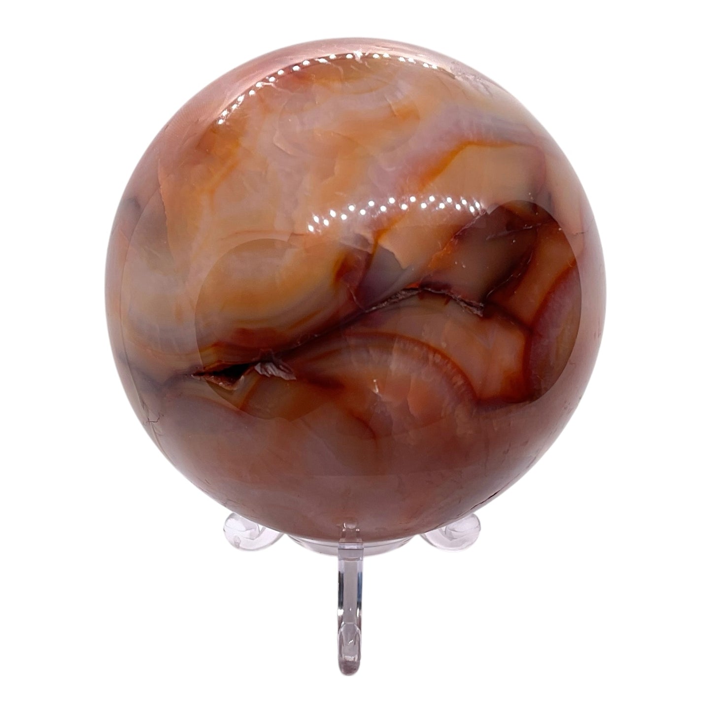 XL Carneol Kugel mit Acrylständer I Edelsteinkugel I 890 gr I 9 cm I Unikat-Masterpiece 1645 I Brasilien