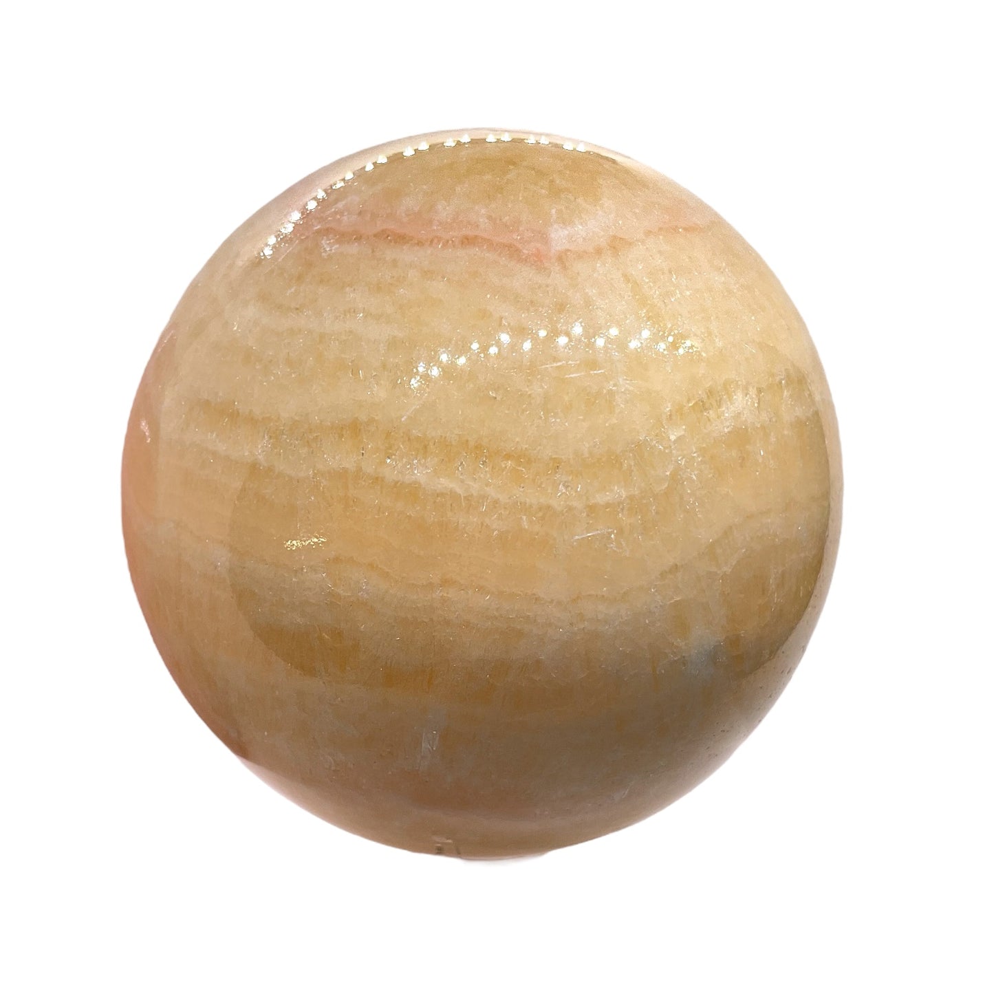 XXL Orangencalcit Kugel mit Acrylständer I Edelsteinkugel I 1140 gr I 10 cm I Unikat-Masterpiece 1652 I Mexiko