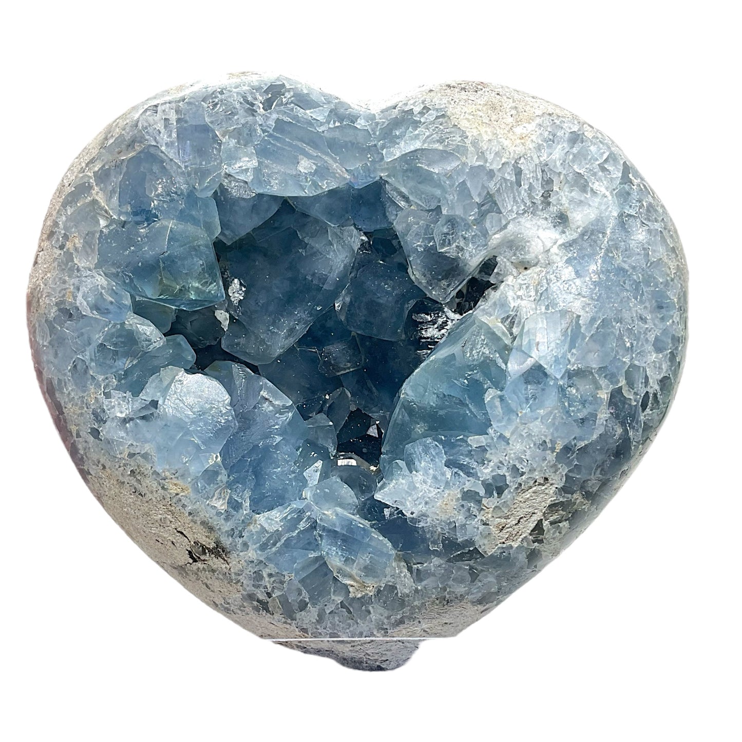 Coelestin Kristall in Herzform | 1,7 KG I 13x12x6cm I herrlich blaue Kristalle | Top Qualität | Unikat-Masterpiece 1640 I Madagaskar