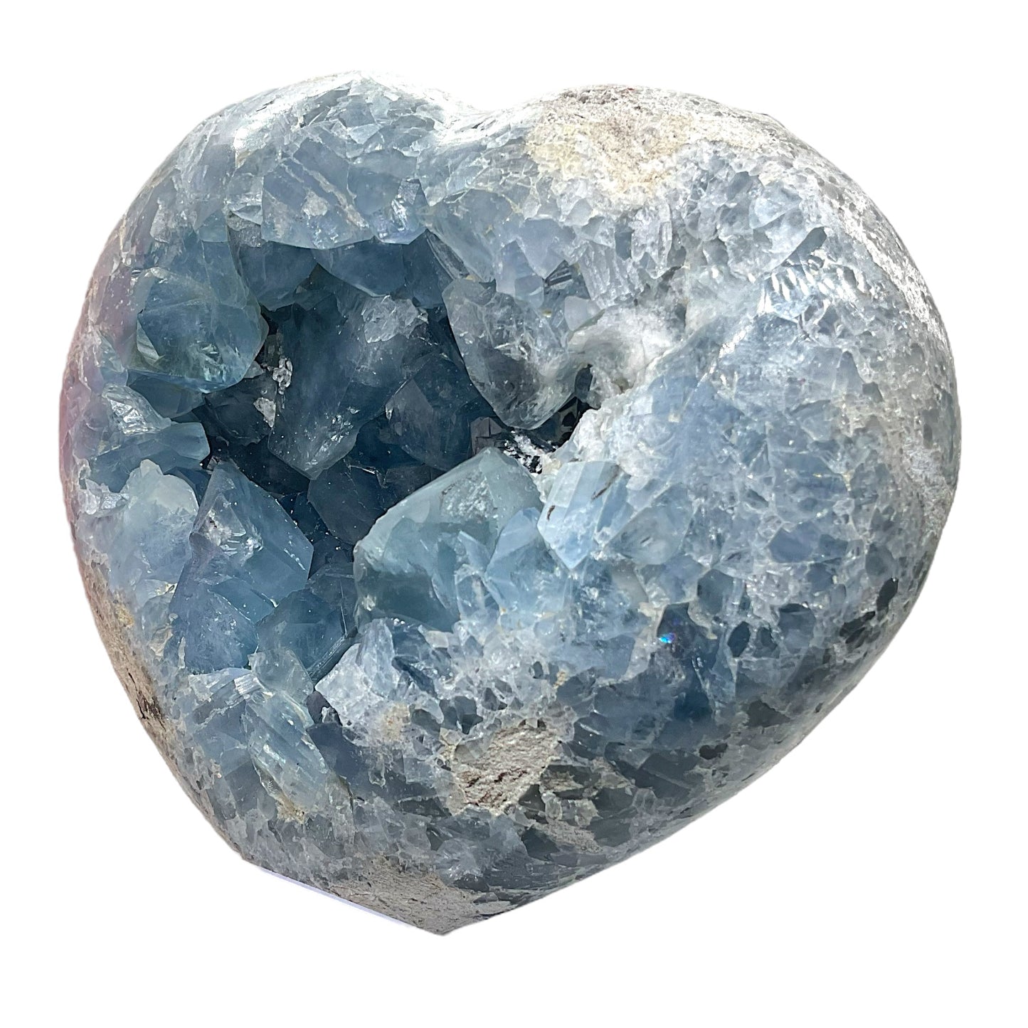 Coelestin Kristall in Herzform | 1,7 KG I 13x12x6cm I herrlich blaue Kristalle | Top Qualität | Unikat-Masterpiece 1640 I Madagaskar