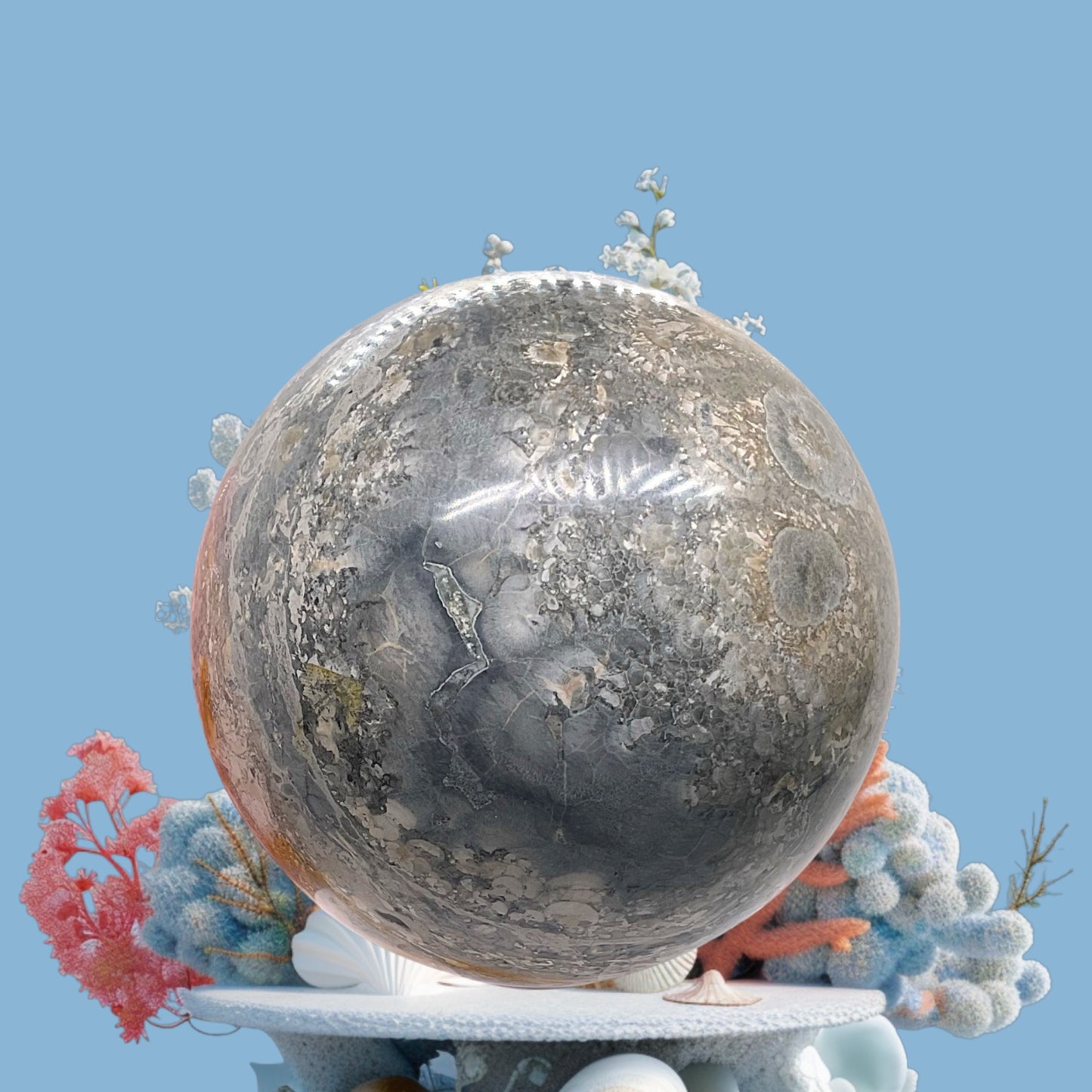 XL Ozeanjaspis Kugel mit Ständer | 10 cm | 1385 gr. | TOP 1A-Qualität I Heilstein I Der Kreativstein | Unikat-Masterpiece 1654 I Madagaskar