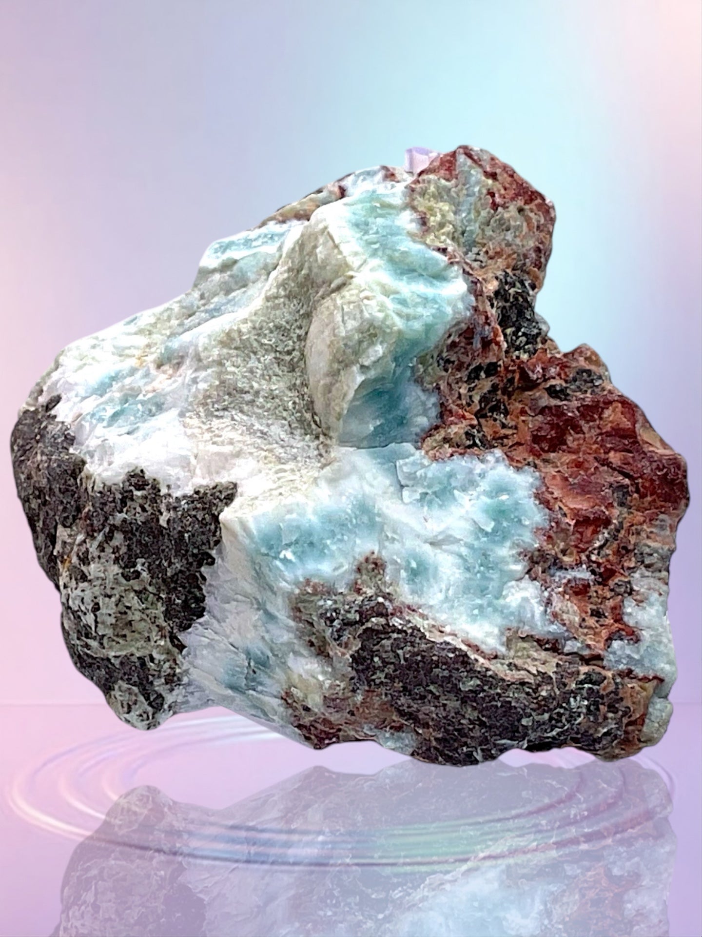 Larimar Rohstein I prächtig, echt und sehr selten I Unikat-Masterpiece 1560  I 50x40x35 mm  I 88 gr. I Dominikanische Republik