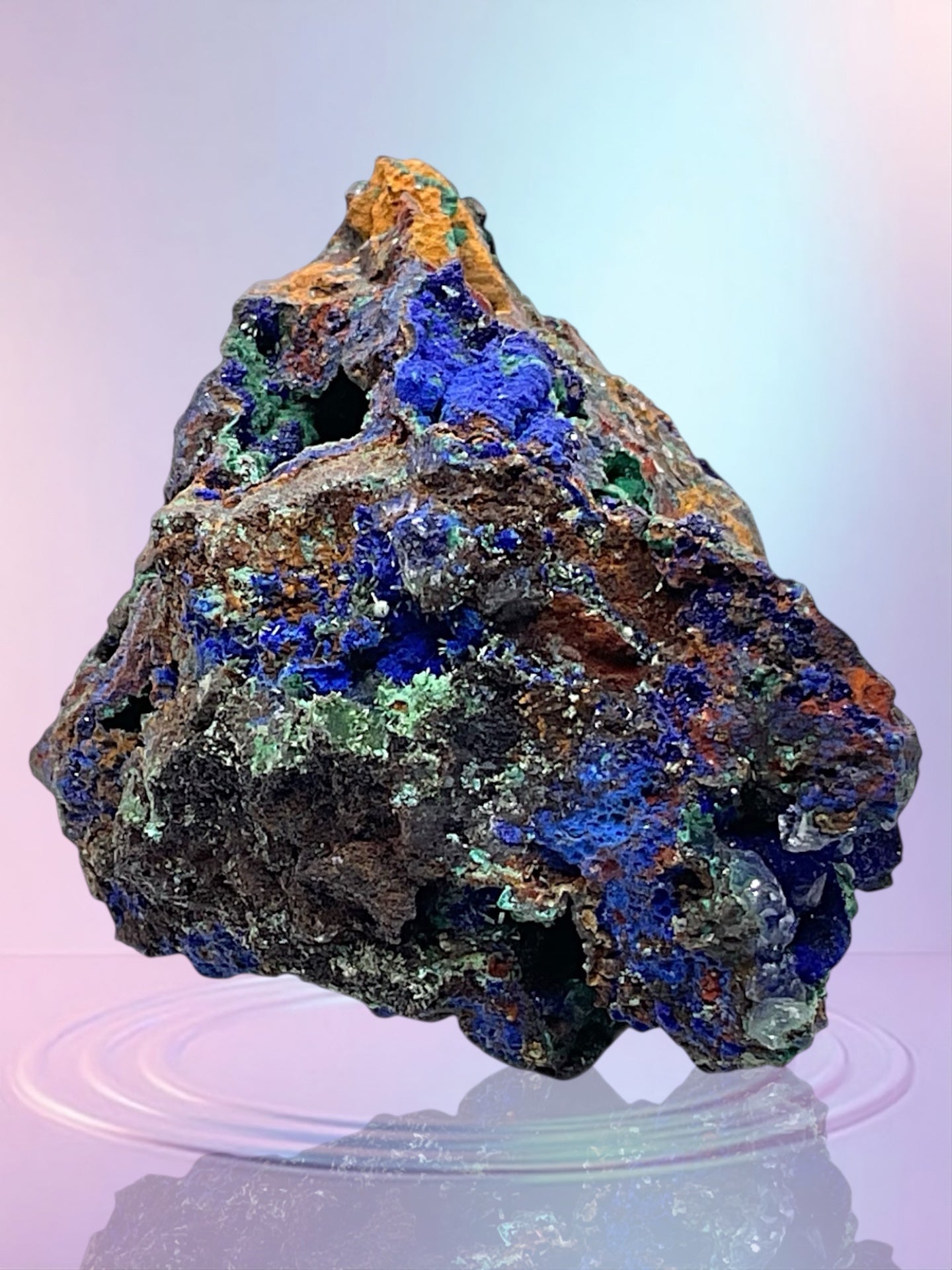 Prächtiger Azurit-Malachit Rohstein | 145 Gramm I 50x50x50mm I  I Lieferung incl. Acrylständer I Marokko I Unikat-Masterpiece 1509