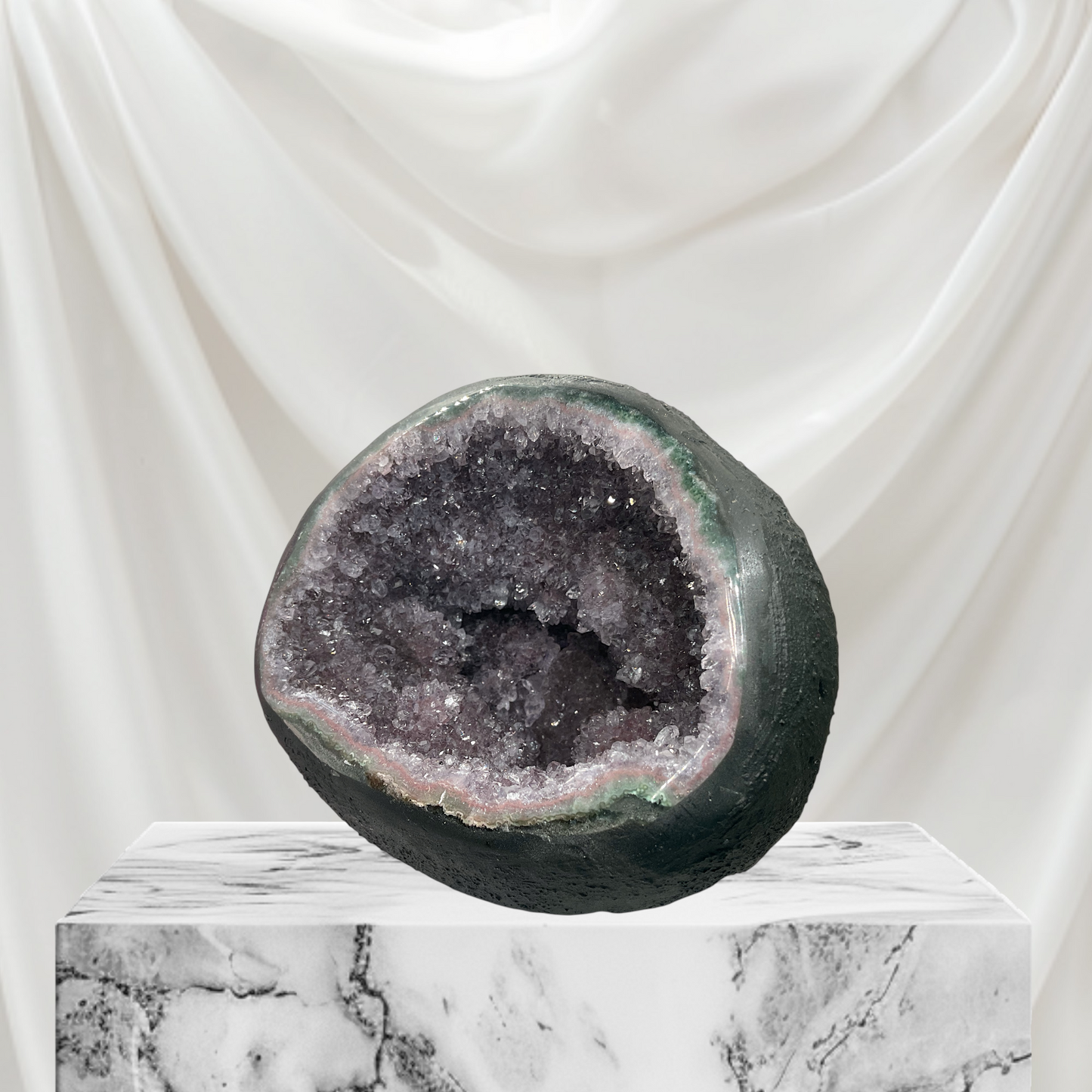 Amethyst Druse Minidruse mit phantastischen Kristallen I 1,85 KG I 13x13x12 cm I Blickfang I Unikat-Masterpiece 1628 I Brasilien