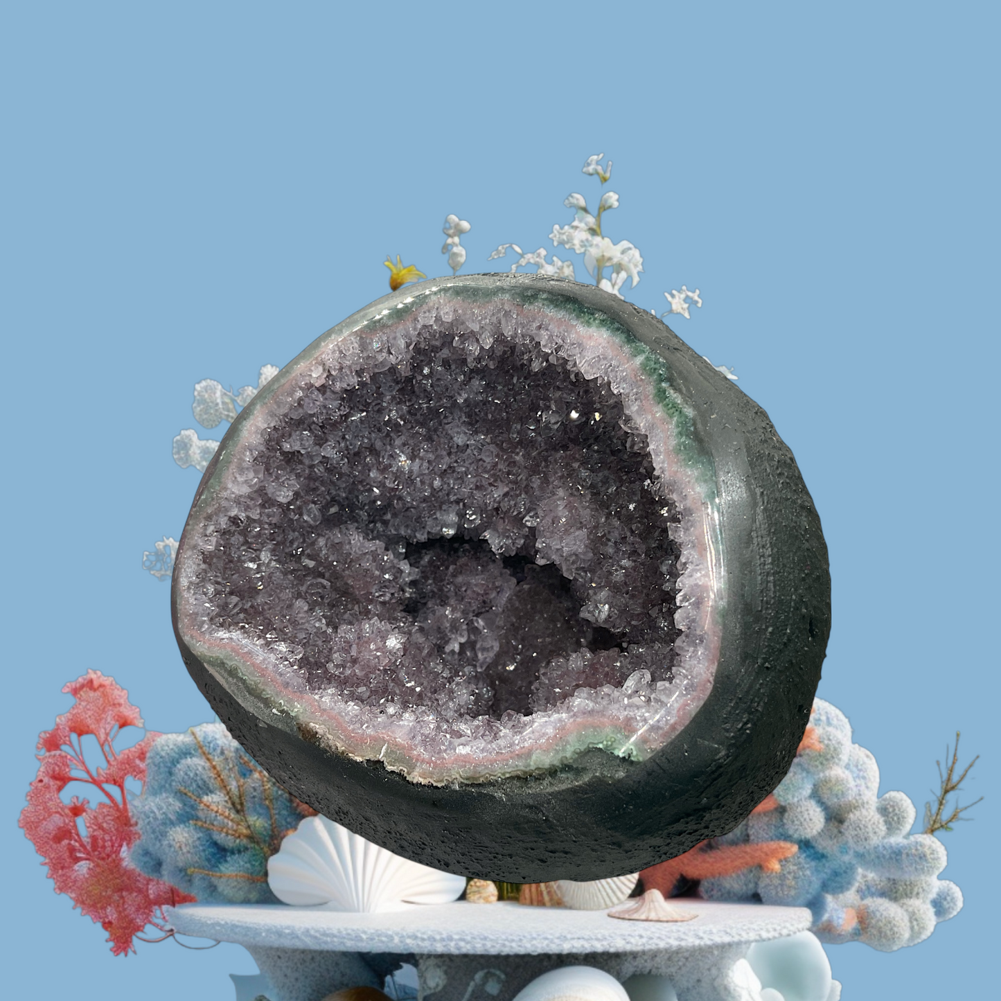 Amethyst Druse Minidruse mit phantastischen Kristallen I 1,85 KG I 13x13x12 cm I Blickfang I Unikat-Masterpiece 1628 I Brasilien