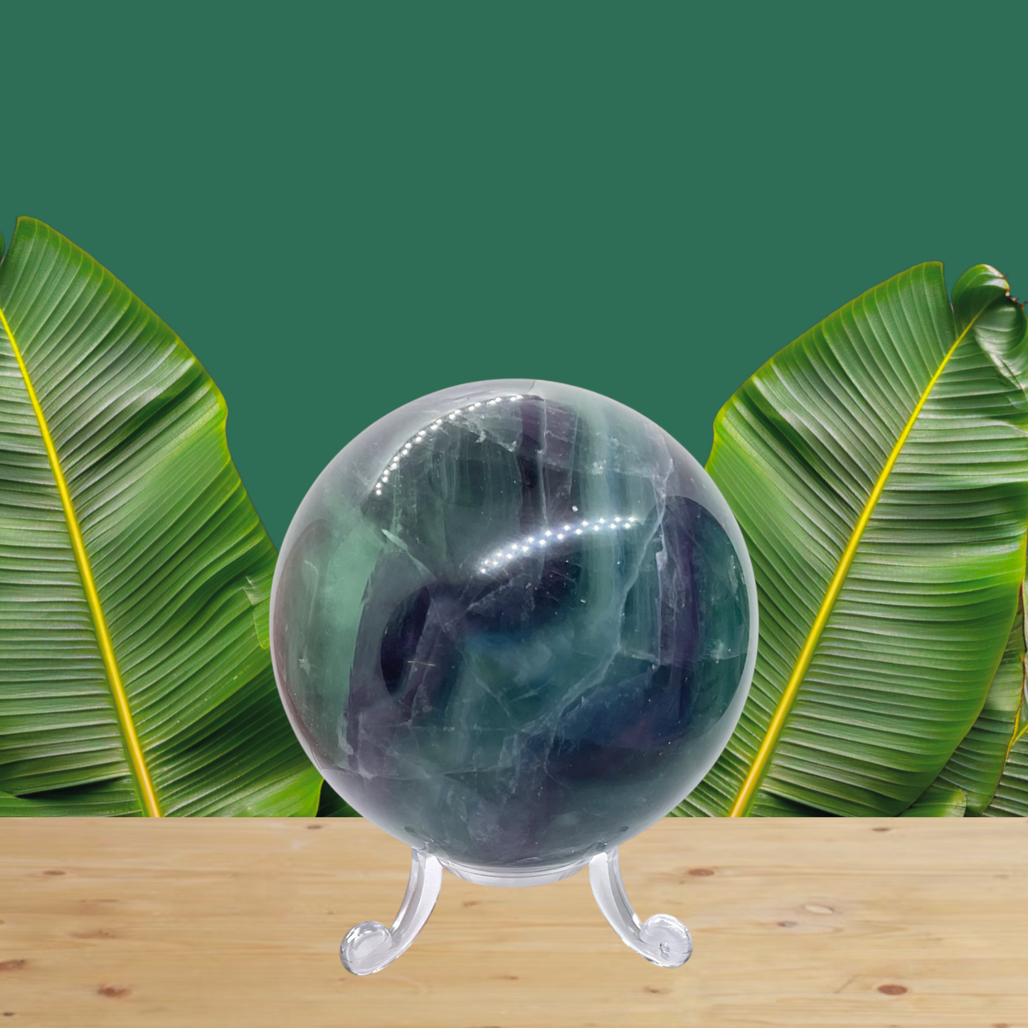 Regenbogenfluorit Kugel I 642 Gramm I 7,5x7,5x7,5cm I Edelsteinkugel I Kristallkugel I Unikat-Masterpiece 1648 I mit Acrylständer I Brasilien