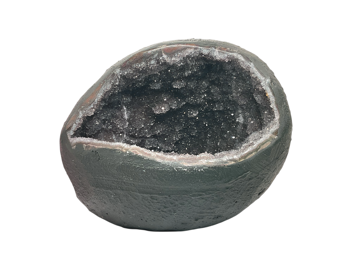 Amethyst Druse Minidruse mit phantastischen Kristallen I 0,83 KG I 11x9x8 cm I Blickfang I Unikat-Masterpiece 1622 I Brasilien