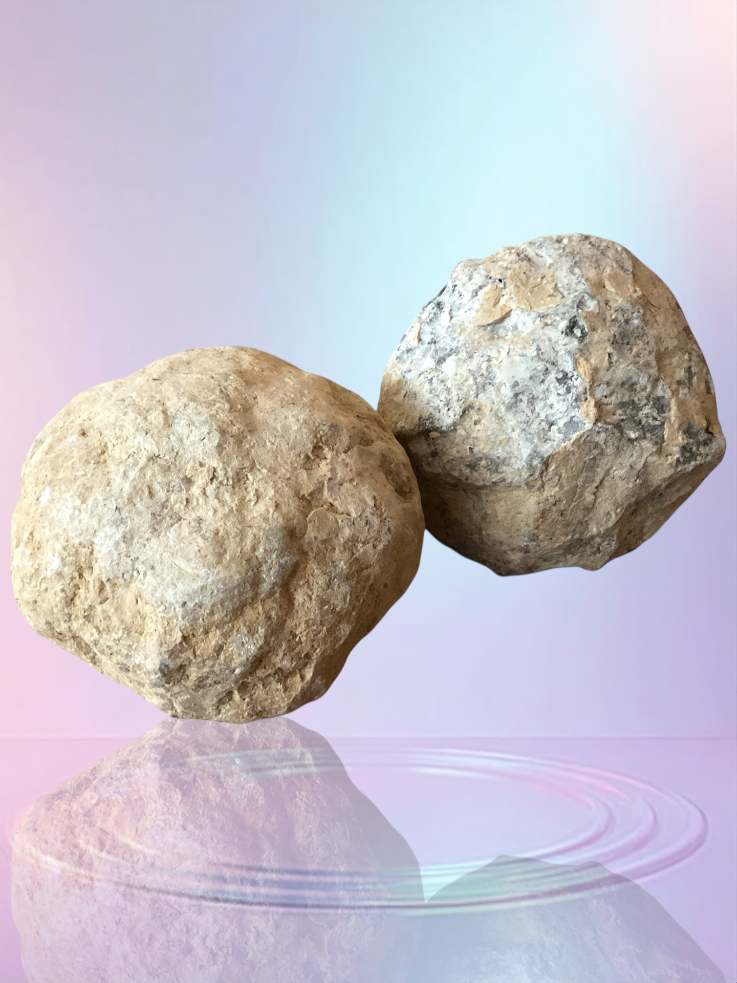 Geoden Set in Orangengröße I 2 sehr große Geoden I je 8-9 cm und gesamt 800-1000 Gramm zum selber aufbrechen - mit Anleitung und Erklärung