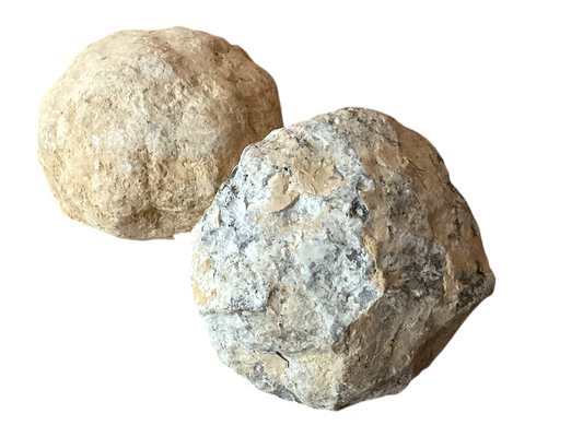 Geoden Set in Orangengröße I 2 sehr große Geoden I je 8-9 cm und gesamt 800-1000 Gramm zum selber aufbrechen - mit Anleitung und Erklärung