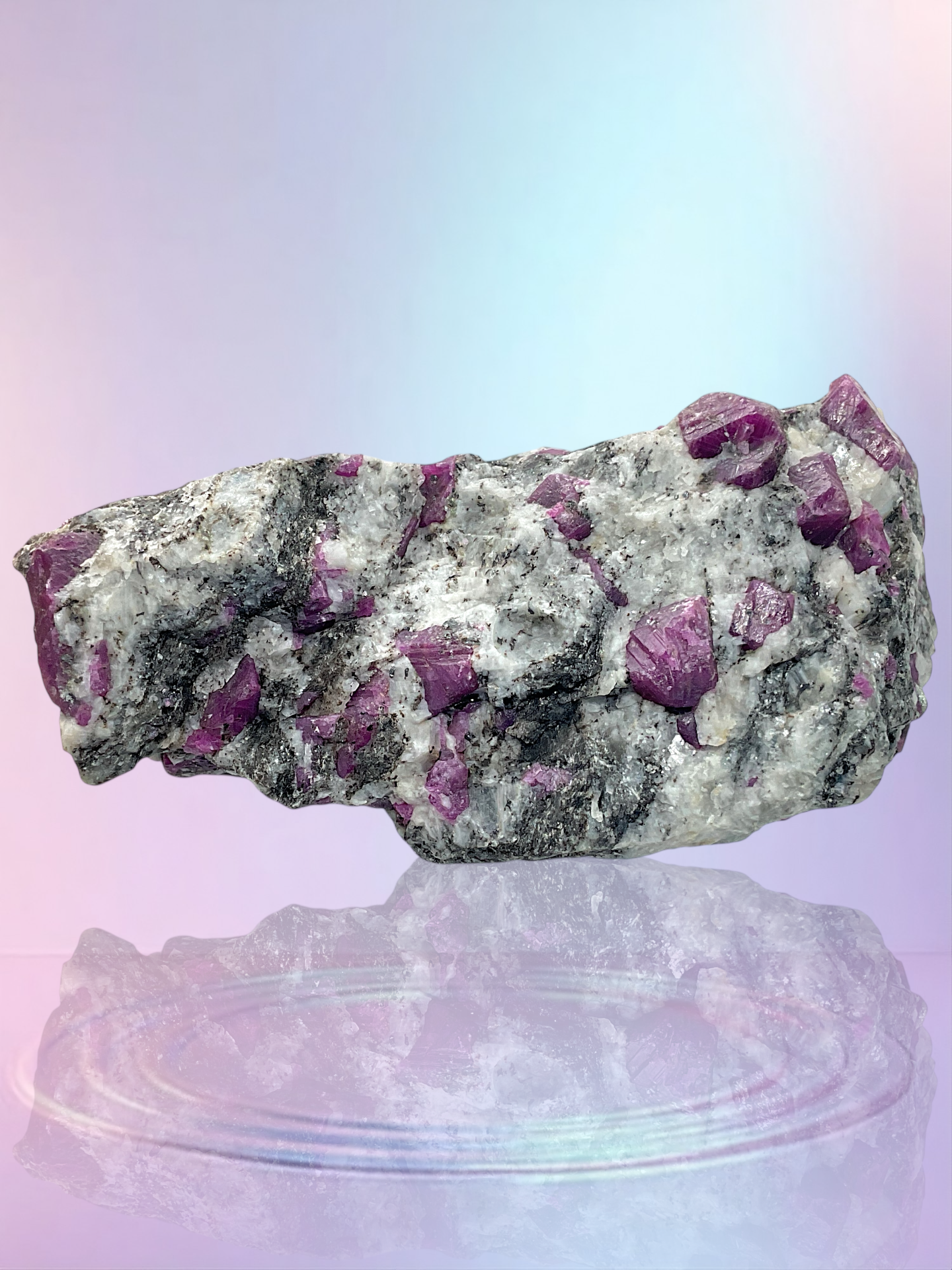 Rubin Rohstein in Granit I 582gr. I 13x9x6cm I Sammlerstück I Unikat-Masterpiece 1659 I Indien