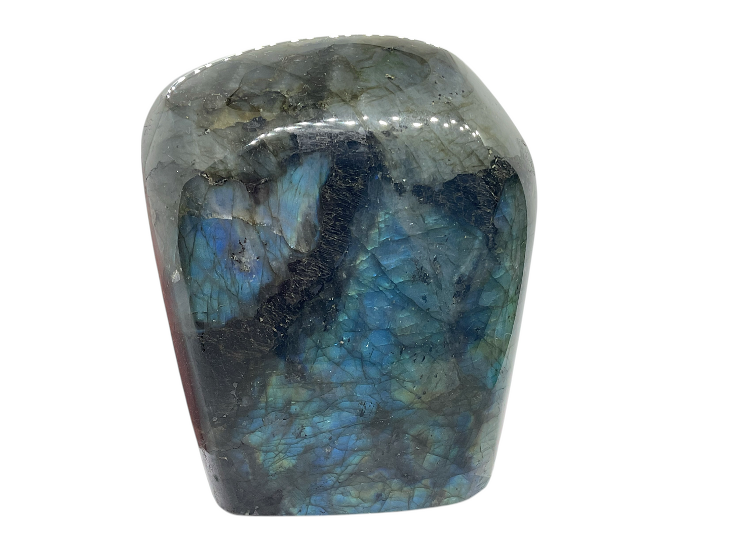 Labradorit Freeform I hochglanzpoliert I Highlight für jeden Raum I Unikat-Masterpiece 1523 I Top 1A-Qualität I 11x4,5x14cm I 1425 gr. I Madagaskar