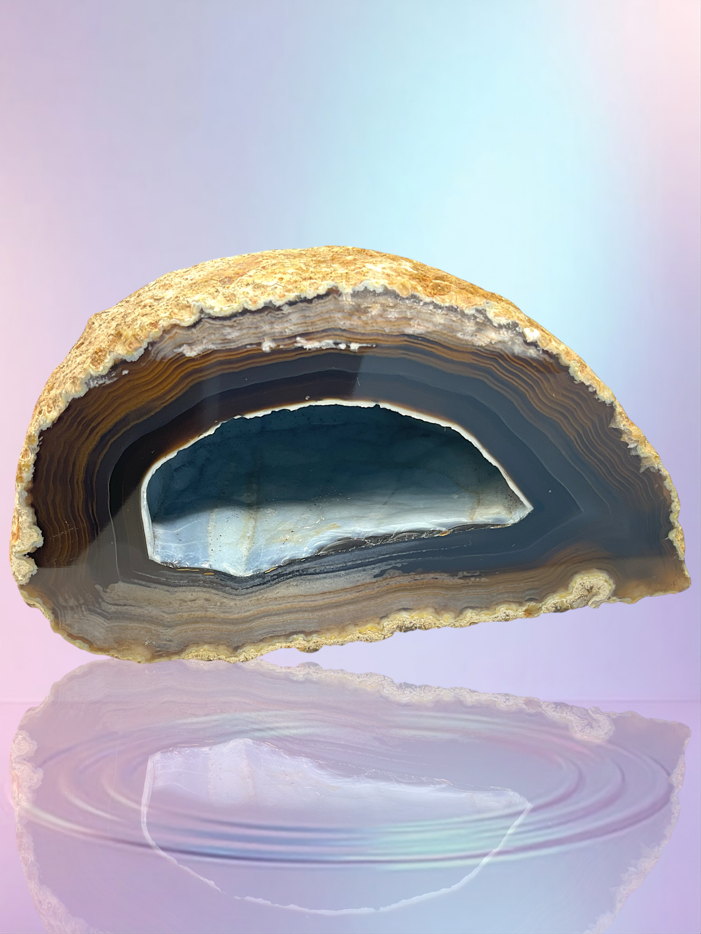 Achat Druse I polierte Vorderseite I 1070gr. I 13x9x7cm I Sammlerstück I Unikat-Masterpiece 1660 I Brasilien