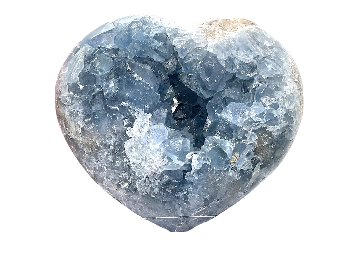Coelestin Kristall in Herzform I 1,6 KG I 12x11x7cm I herrlich blaue Kristalle | Top 1A-Qualität | Sammlerstück I Unikat-Masterpiece 1640 I Madagaskar