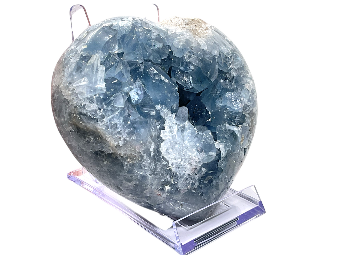 Coelestin Kristall in Herzform I 1,6 KG I 12x11x7cm I herrlich blaue Kristalle | Top 1A-Qualität | Sammlerstück I Unikat-Masterpiece 1640 I Madagaskar