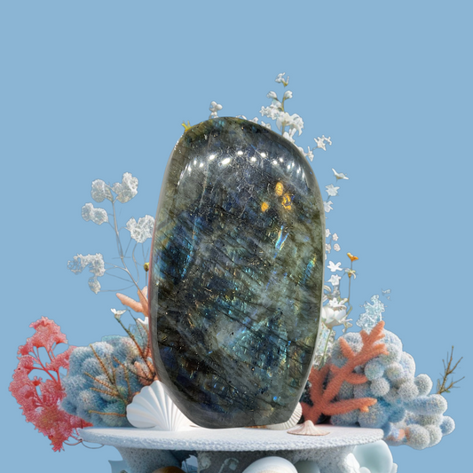 XXL Labradorit Freeform I Unikat-Masterpiece 1638 I 9x5x15cm I 1412gr. I Sammlerstück I Top 1A-Qualität I Madagaskar