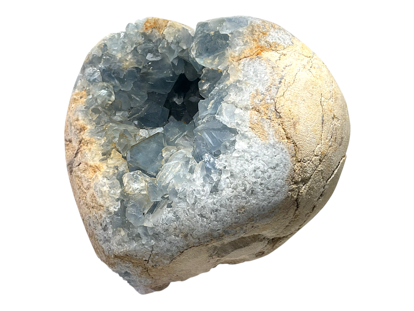 Coelestin Kristall in Herzform I 2,37 KG I 14x12x8cm I herrlich blaue Kristalle | Top 1A-Qualität | Sammlerstück I Unikat-Masterpiece 1640 I Madagaskar