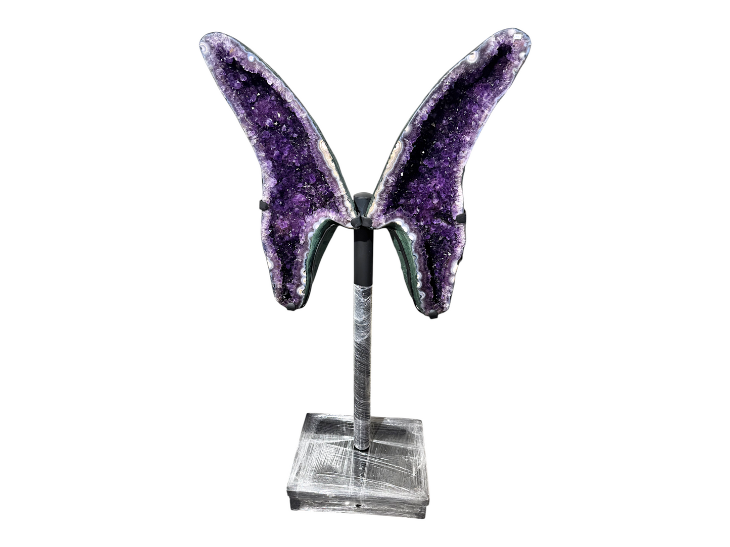 XXXL Amethyst Schmetterling auf Metallständer I 64 KG I 77x73x12cm I Blickfang I Museumsstück I repräsentative Dekoration I Unikat-Masterpiece 1679  I Sammlerstück I Brasilien