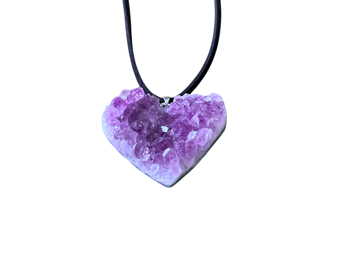 Amethyst Herz Anhänger 925 Silber I incl. 80 cm Wildlederband und Geschenkverpackung I ca. 10 gr. I ca. 2-3 cm I Handarbeit I Brasilien