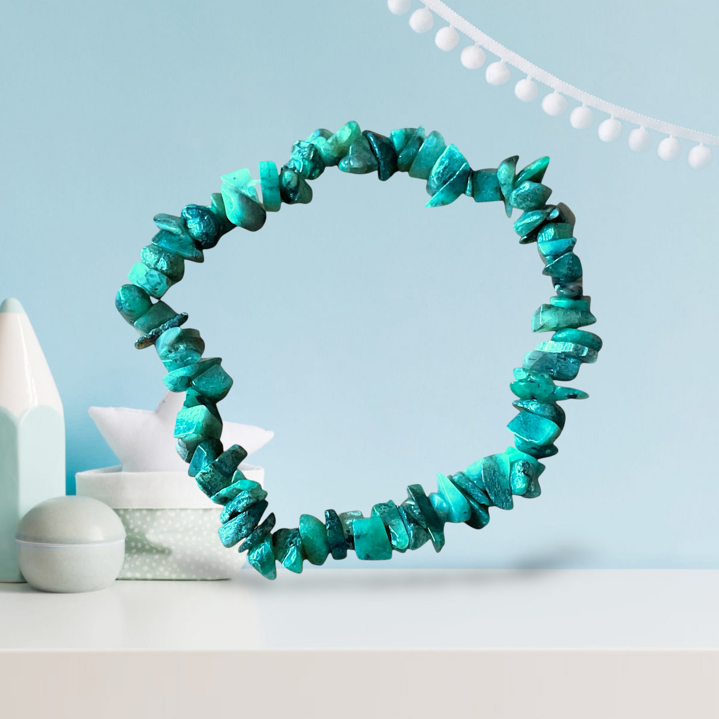 Echtes Smaragd Splitteramband I Stein der Liebe, Harmonie und Erneuerung I 18 cm I Handmade I Brasilien