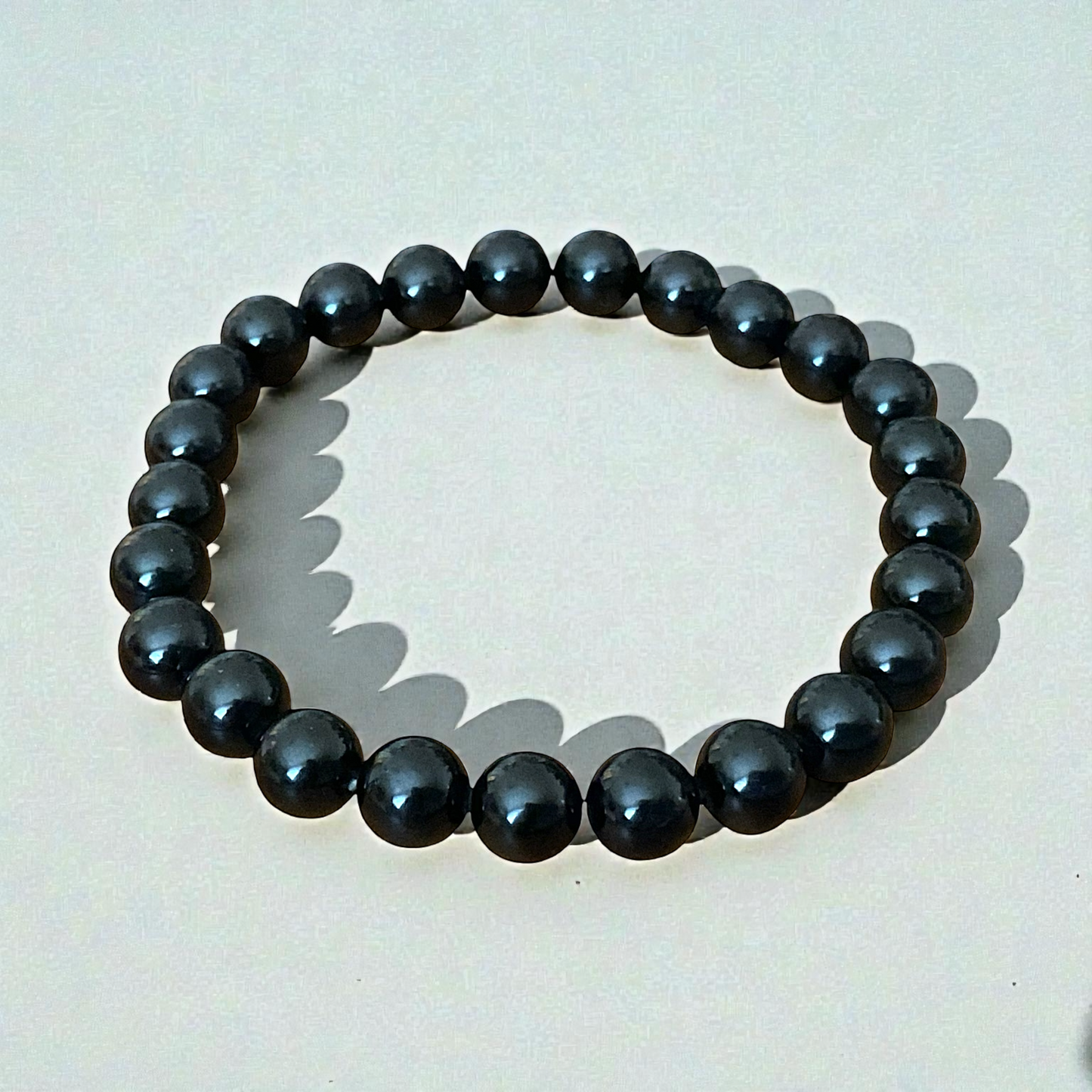 Turmalin (Schörl) Perlenarmband I 8mm I 20,5cm I starker Schutzstein I handgefertigt I elastisch I AAA-Qualität I Geschenkverpackung I Brasilien