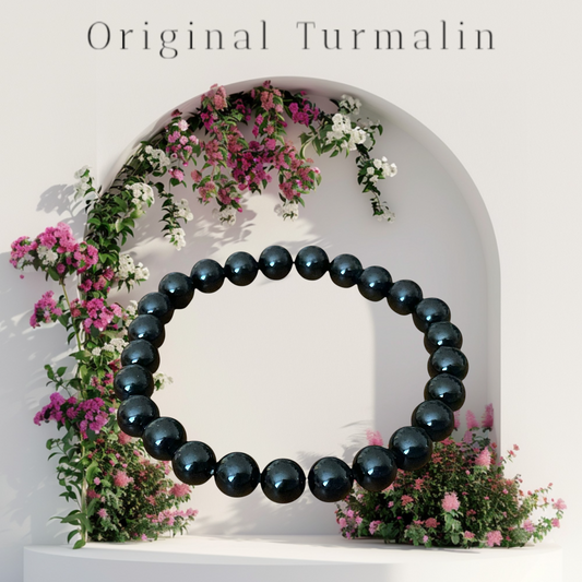 Turmalin (Schörl) Perlenarmband I 8mm I 20,5cm I starker Schutzstein I handgefertigt I elastisch I AAA-Qualität I Geschenkverpackung I Brasilien