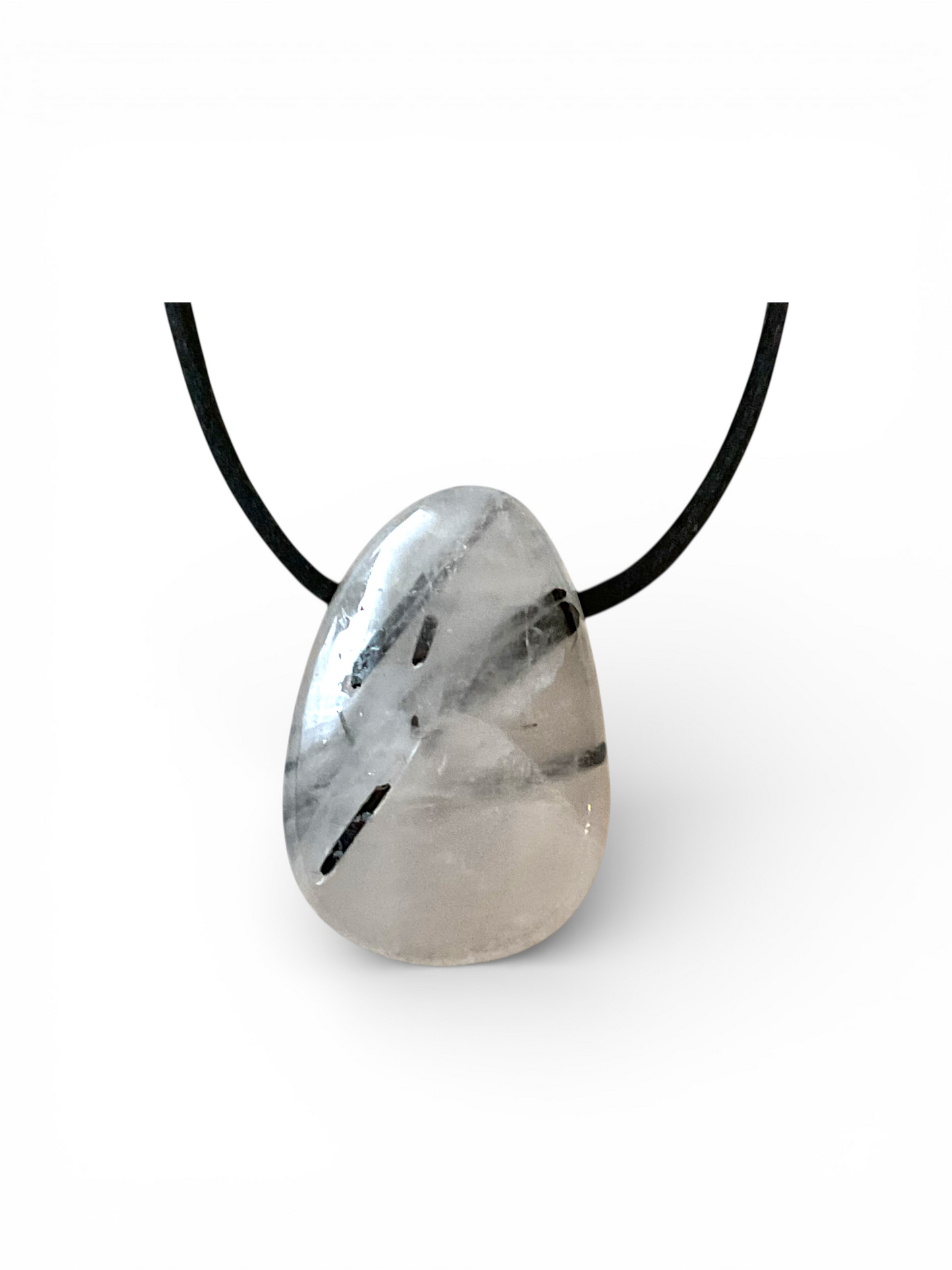 Turmalinquarz I Tropfenanhänger I Edelsteinanhänger I starker Schutzstein I mit 80 cm Wildlederband und Geschenkbox I Brasilien