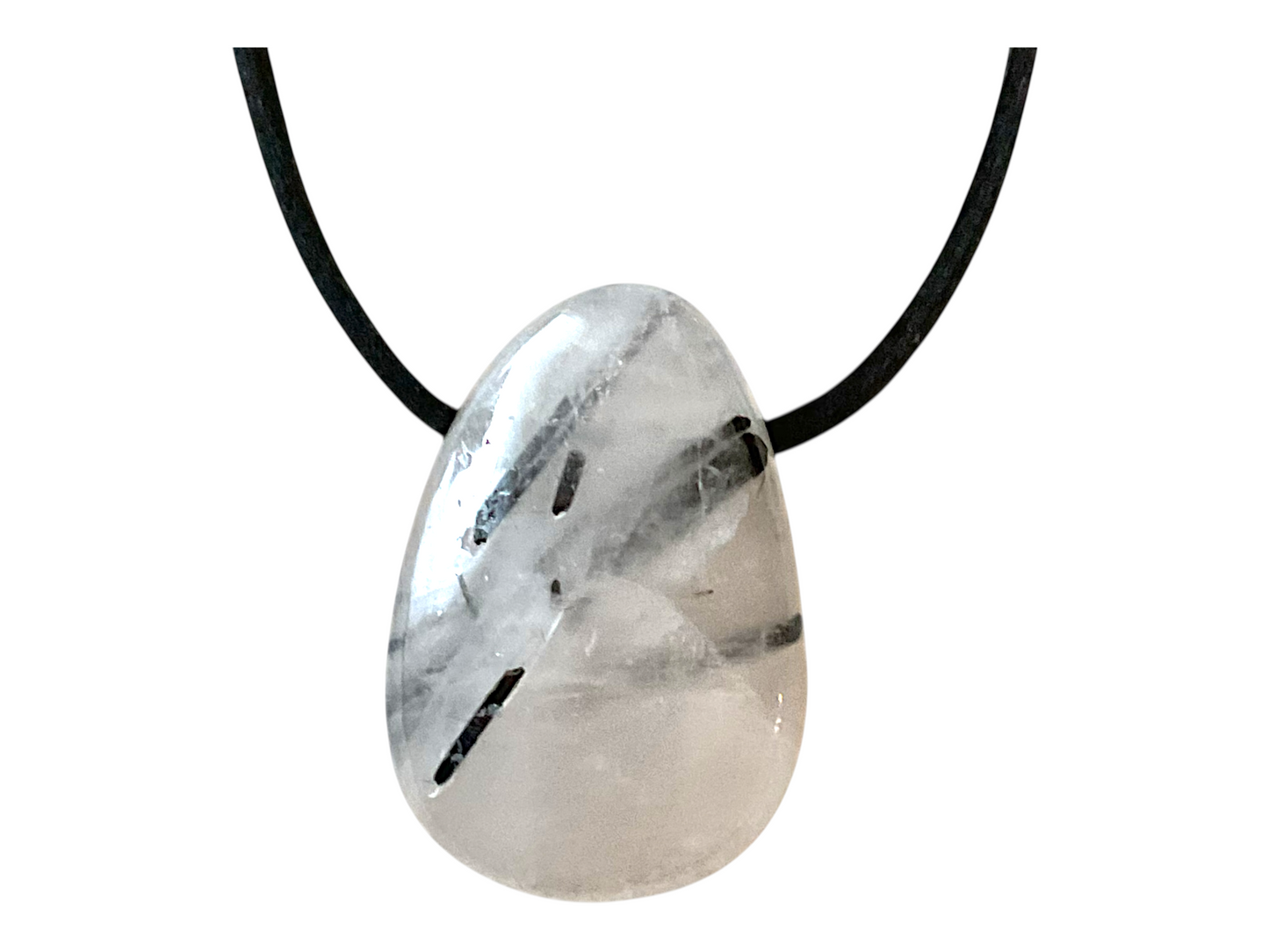 Turmalinquarz I Tropfenanhänger I Edelsteinanhänger I starker Schutzstein I mit 80 cm Wildlederband und Geschenkbox I Brasilien