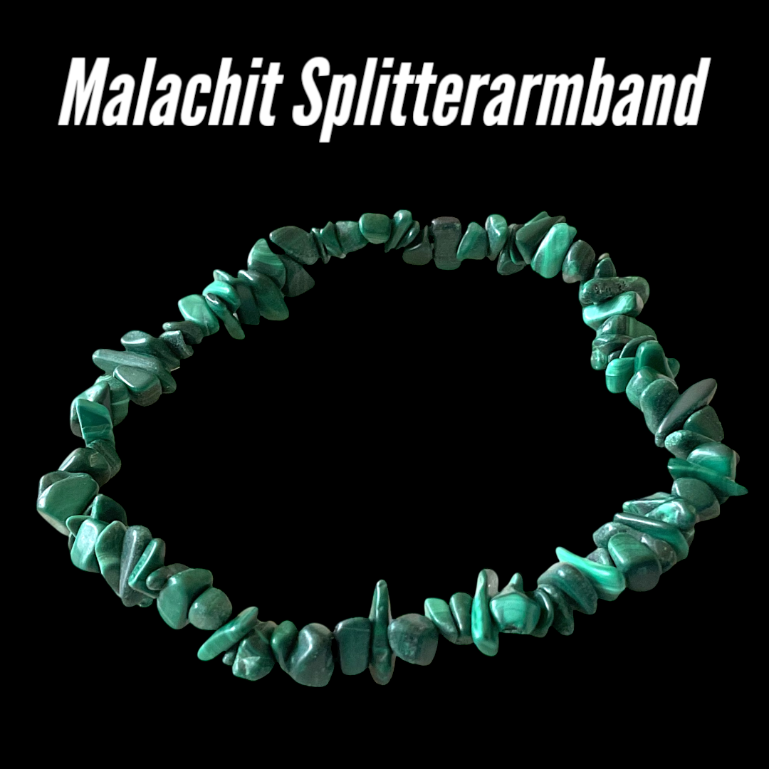 Echtes Malachit Splitteramband I angenehm zu tragen I Der Schutzstein gegen negative Energien I 18 cm I AAA-Qualität I Afrika-Kongo