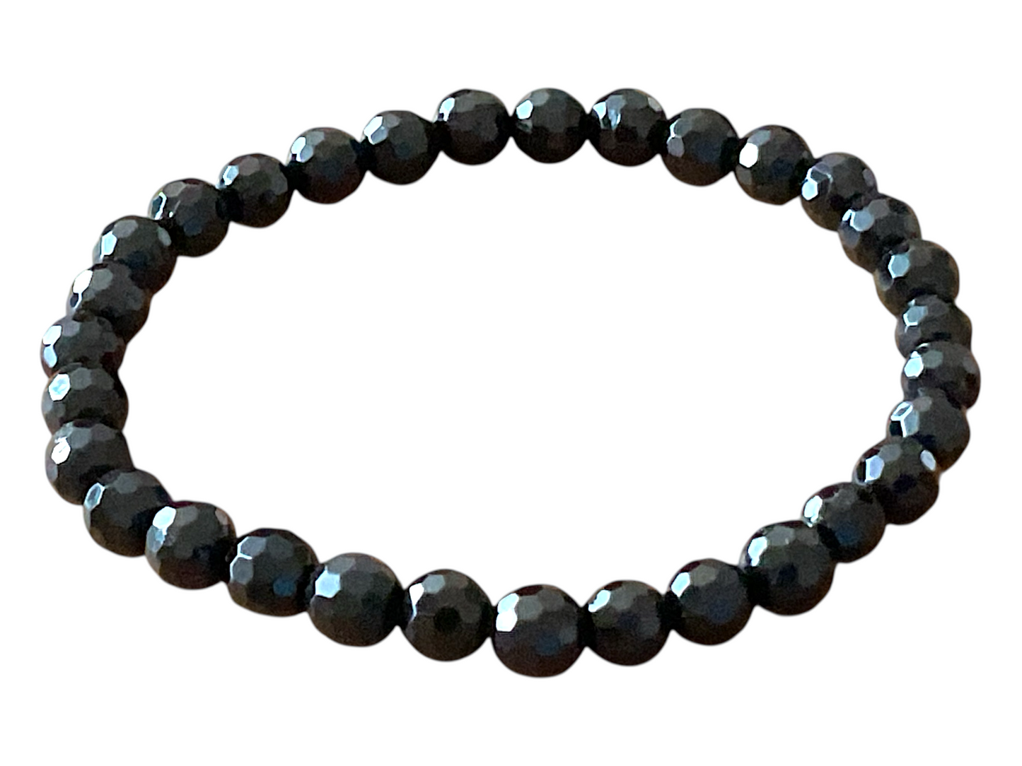 Turmalin (Schörl) Perlenarmband facettiert I 6mm I 18,0cm I starker Schutzstein I handgefertigt I elastisch I AAA-Qualität I Geschenkverpackung I Brasilien