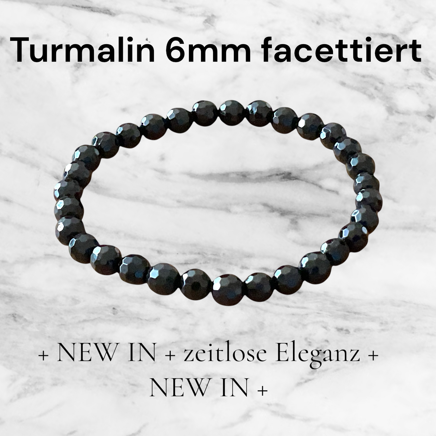 Turmalin (Schörl) Perlenarmband facettiert I 6mm I 18,0cm I starker Schutzstein I handgefertigt I elastisch I AAA-Qualität I Geschenkverpackung I Brasilien