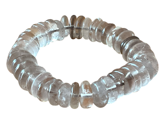 Rauchquarz Armband „Rondell“ – Edelstein Armband in AAA-Qualität aus Brasilien – 18 cm, Rondelle ca. 12 mm, Gewicht ca. 40 g – angenehm zu tragen – Naturstein Schmuck für Entspannung & Gelassenheit