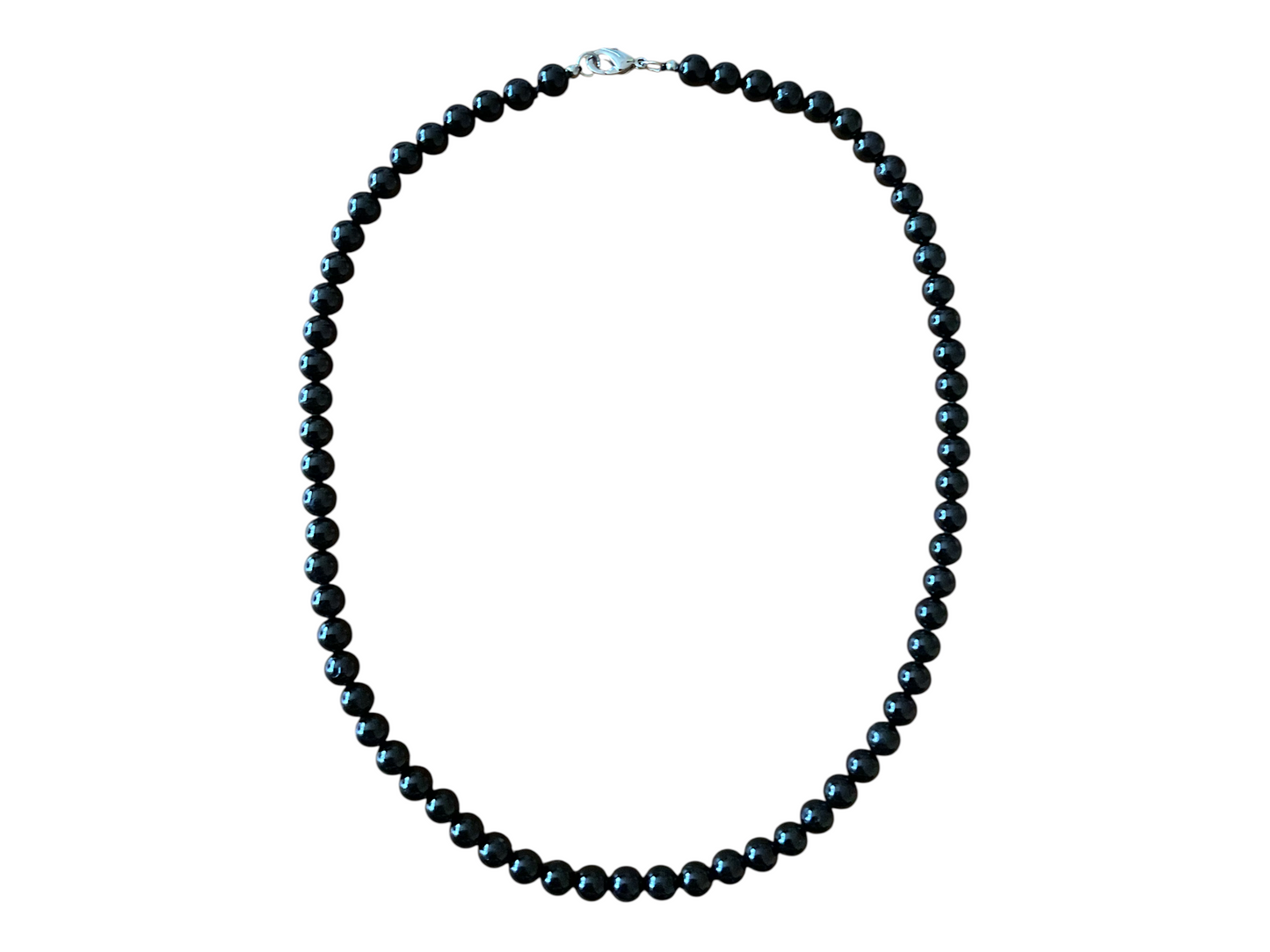 Turmalin (Schörl) Perlenkette 6mm I Länge 45cm I starker Schutzstein I Geschenkverpackung I Heilstein I hochwertige AAA-Qualität I Brasilien