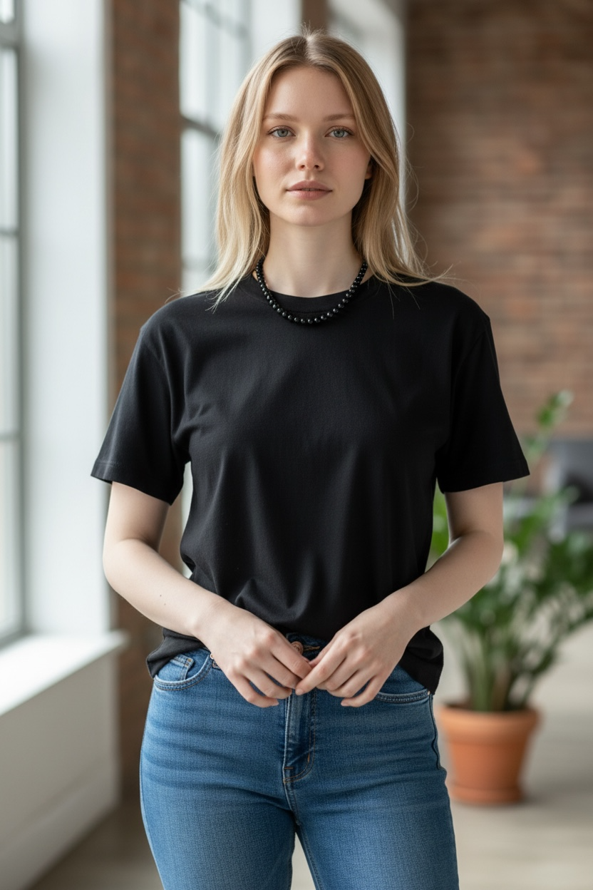 Turmalin (Schörl) Perlenkette 6mm I Länge 45cm I starker Schutzstein I Geschenkverpackung I Heilstein I hochwertige AAA-Qualität I Brasilien