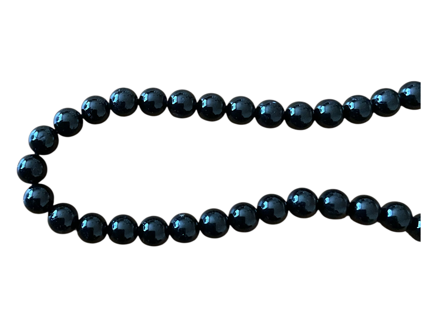 Turmalin (Schörl) Perlenkette 6mm I Länge 45cm I starker Schutzstein I Geschenkverpackung I Heilstein I hochwertige AAA-Qualität I Brasilien