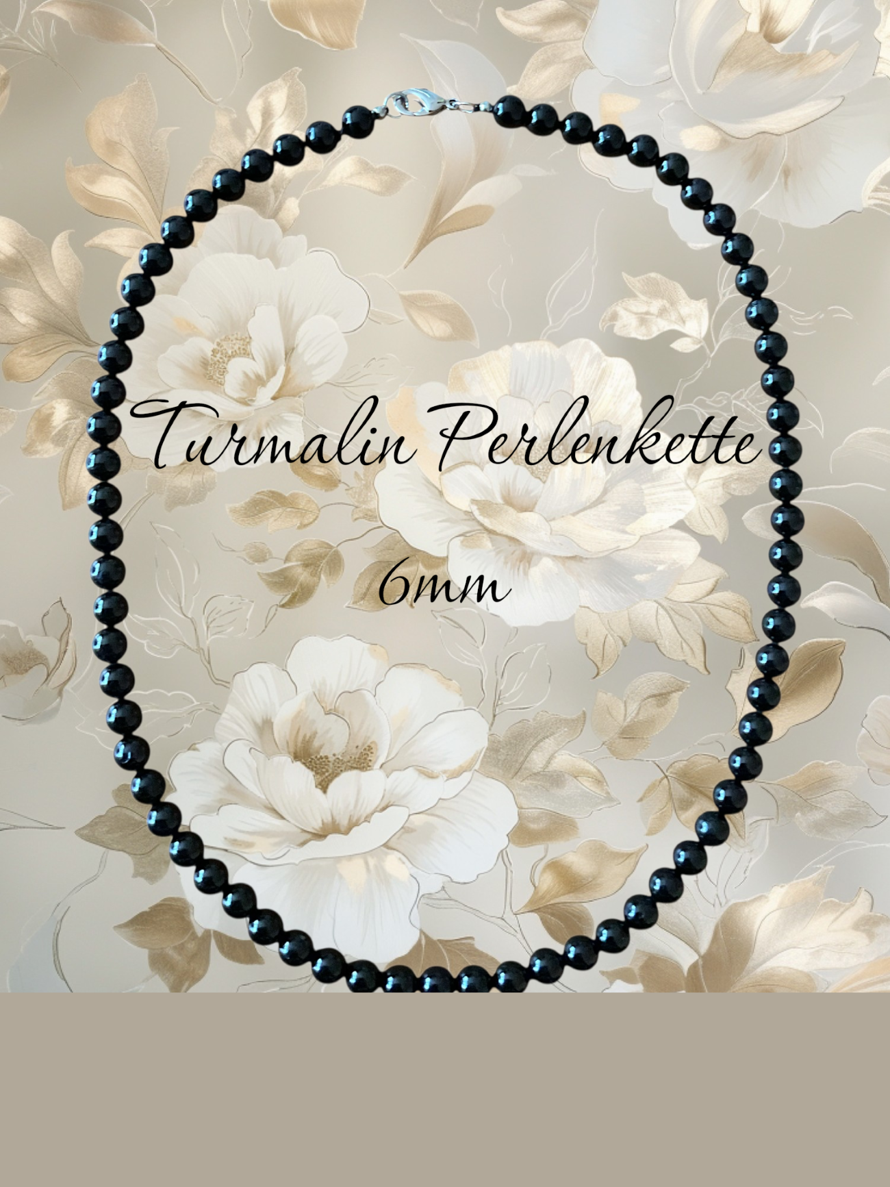 Turmalin (Schörl) Perlenkette 6mm I Länge 45cm I starker Schutzstein I Geschenkverpackung I Heilstein I hochwertige AAA-Qualität I Brasilien