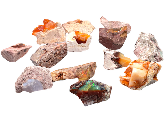 Feueropal Edelsteine Rohsteine I 13 Stück wie abgebildet I insgesamt 52gr. I Unikat-Masterpiece 1681 I Sammlerstück I Mexiko