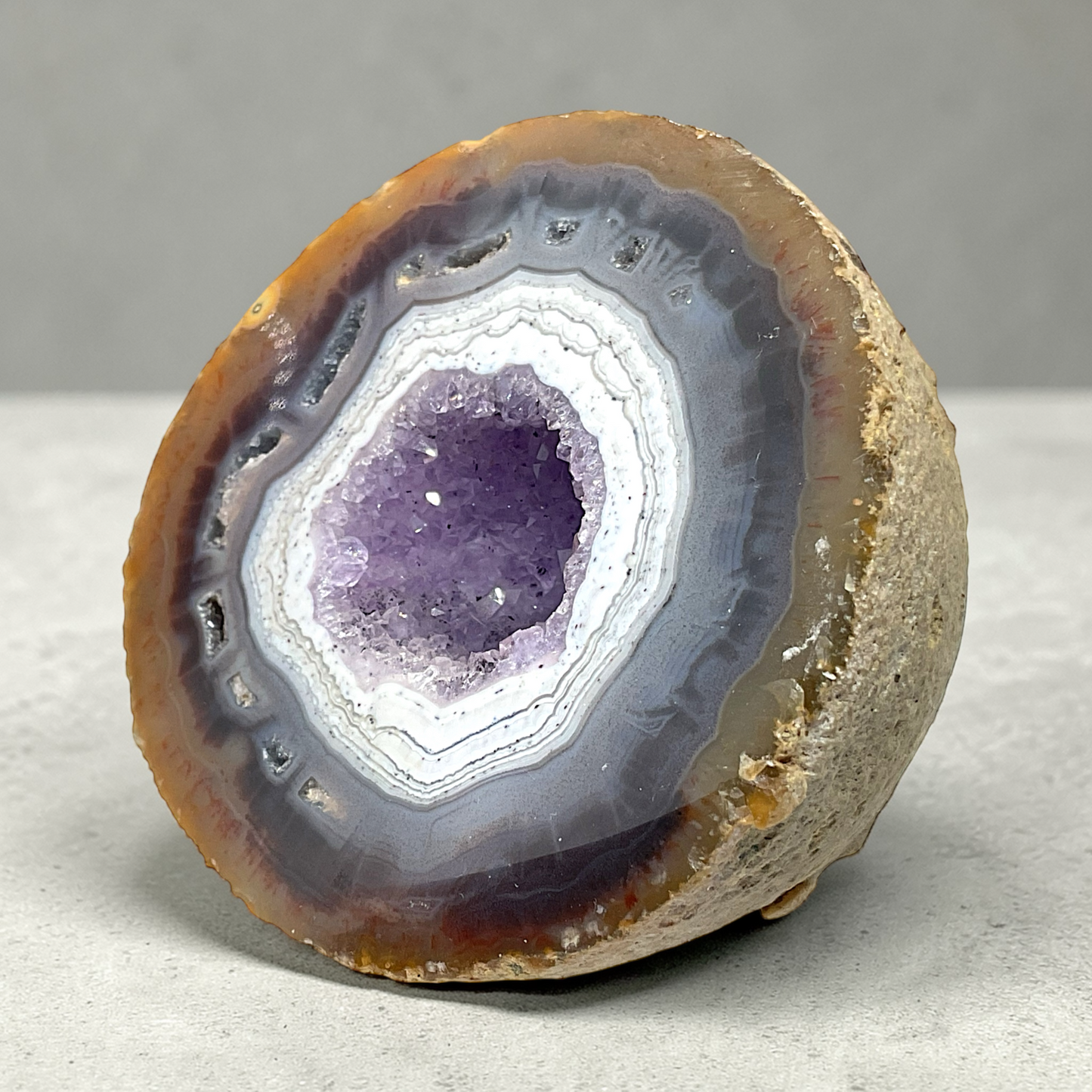 Achat Amethyst Druse I polierte Vorderseite I 200gr. I 6,5x6x5cm I Sammlerstück I Unikat-Masterpiece 1660 I Brasilien