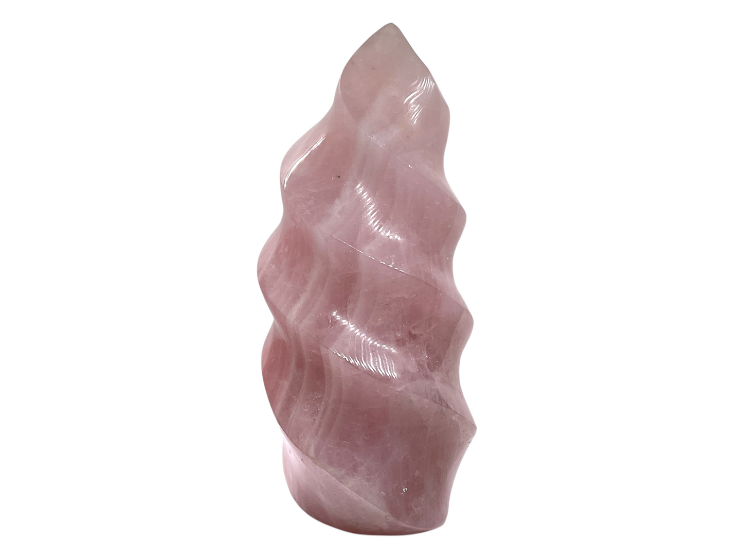 Rosenquarz Kristall Flamme I Edelsteinspirale I 8x6x15cm I 960gr. I Unikat-Masterpiece I AAA-Qualität I Sammlerstück I Madagaskar