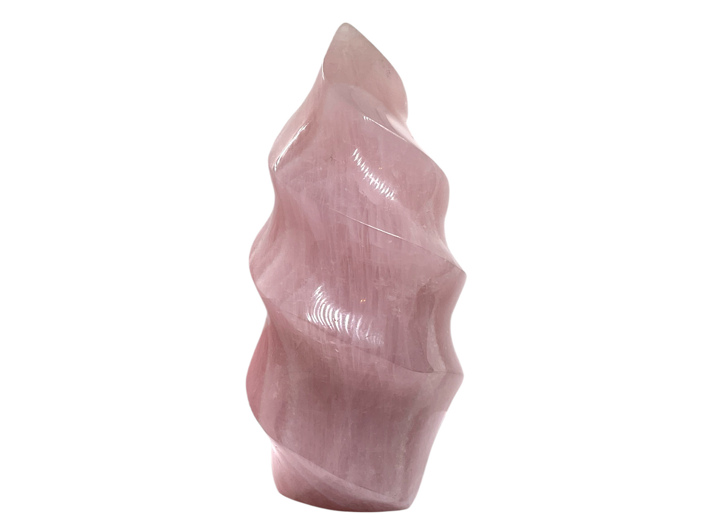 Rosenquarz Kristall Flamme I Edelsteinspirale I 8x6x15cm I 960gr. I Unikat-Masterpiece I AAA-Qualität I Sammlerstück I Madagaskar