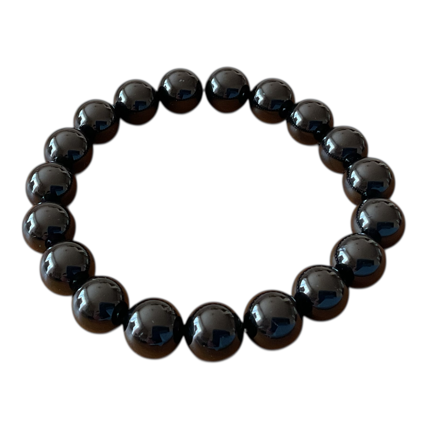 Turmalin (Schörl) Perlenarmband I 10mm I 19,0cm I starker Schutzstein I handgefertigt I elastisch I AAA-Qualität I Geschenkverpackung I Brasilien