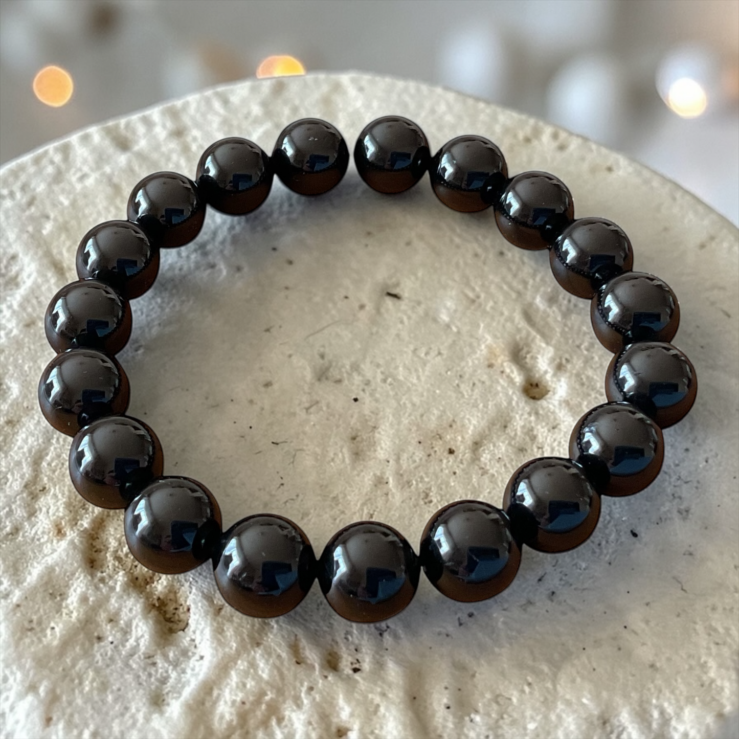 Turmalin (Schörl) Perlenarmband I 10mm I 19,0cm I starker Schutzstein I handgefertigt I elastisch I AAA-Qualität I Geschenkverpackung I Brasilien