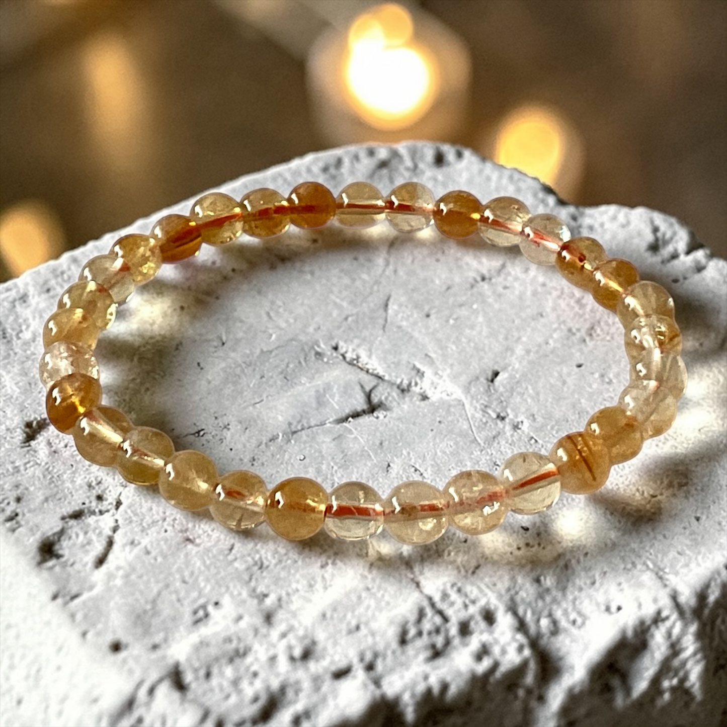 Citrin (gebrannt) Perlenarmband I 6mm I 19cm I starker Heilstein I handgefertigt I elastisch I Brasilien I AAA-Qualität I Geschenkverpackung
