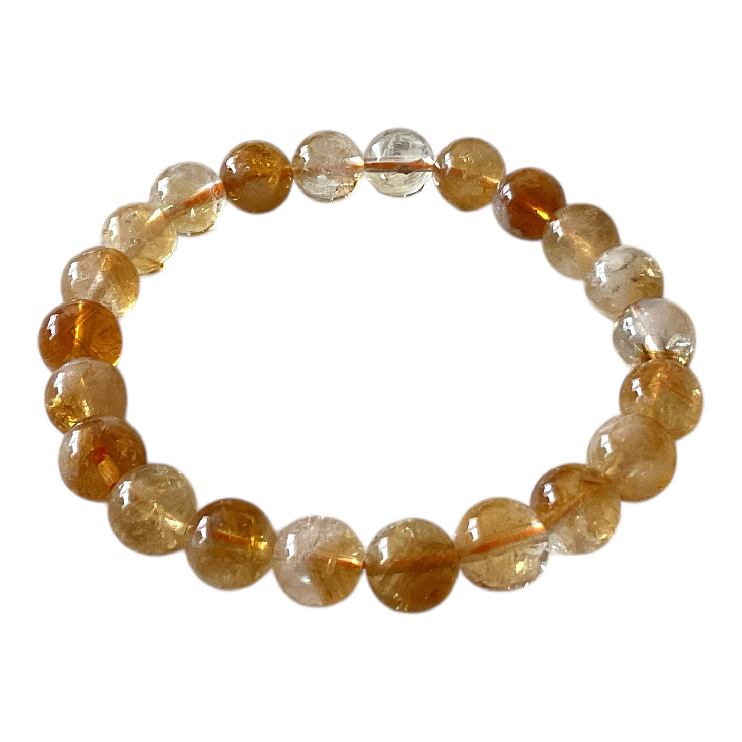 Citrin (gebrannt) Perlenarmband I 8mm I 19cm I starker Heilstein I handgefertigt I elastisch I Brasilien I AAA-Qualität I Geschenkverpackung
