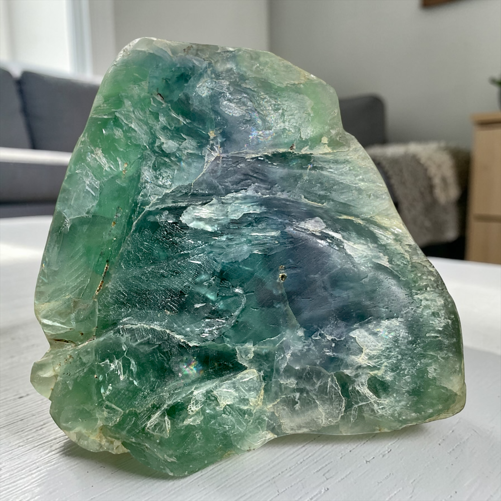 XL grüner Fluorit Brocken I Edelstein I Heilstein I 2763gr. I 14x11x15cm I Unikat-Masterpiece 1686 I Sammlerstück I AAA-Qualität I Mexiko